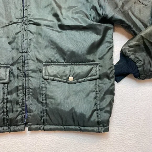 Vintage PADI Scuba Diver Jacket Men's L Gray Green Puffer Full Zip Quilted